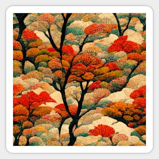 Japanese Autumn Chiyogami Pattern Sticker